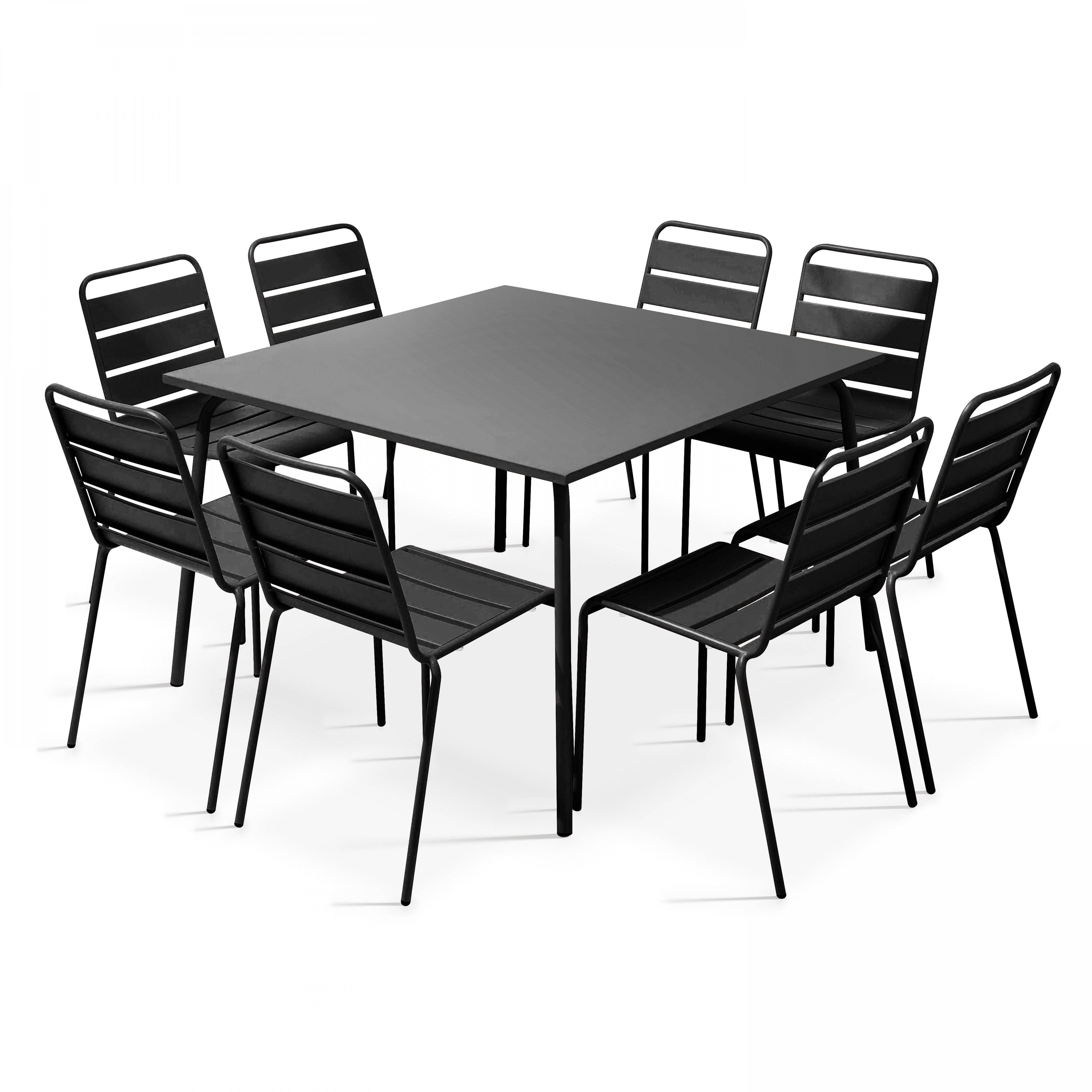 Oviala - Ensemble table de jardin et 8 chaises en métal gris Palavas - Oviala - Imagen 1
