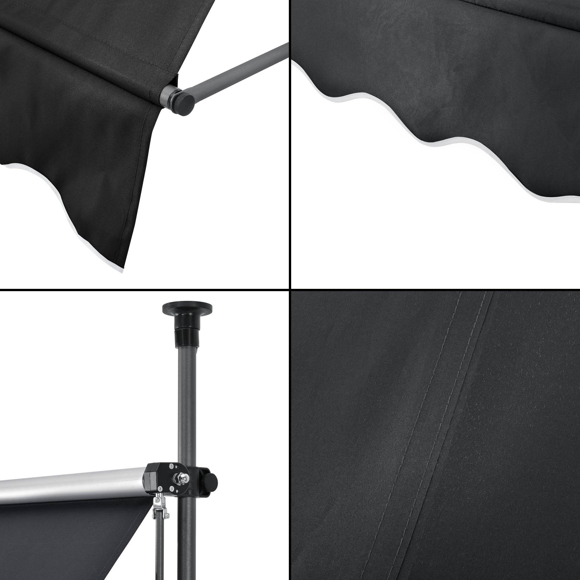 Helloshop26 - Store banne téléscopique acier polyester 300 x 120 x 200-300 cm noir - Imagen 5