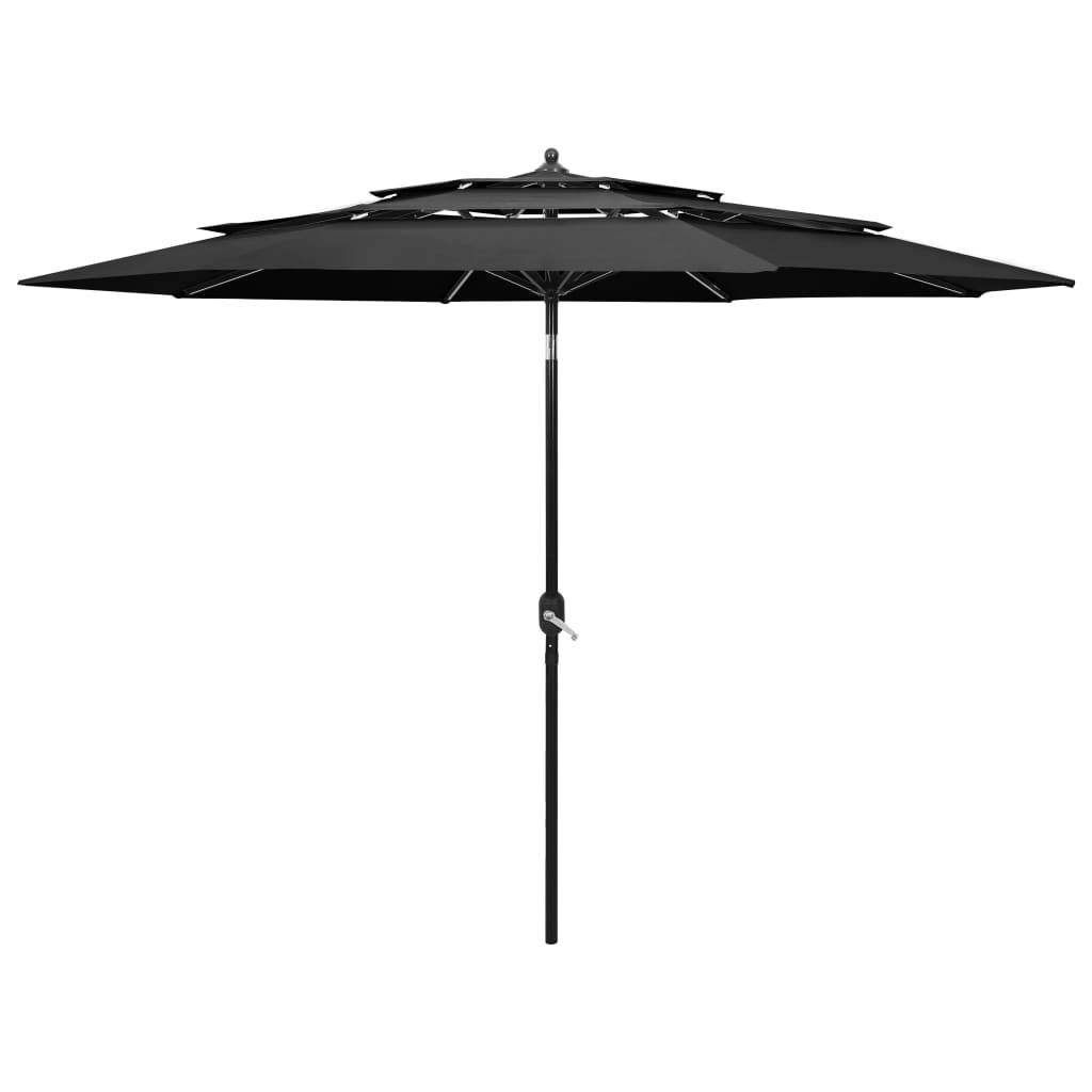Helloshop26 - Parasol à 3 niveaux avec mât en aluminium 3 m anthracite - Imagen 1