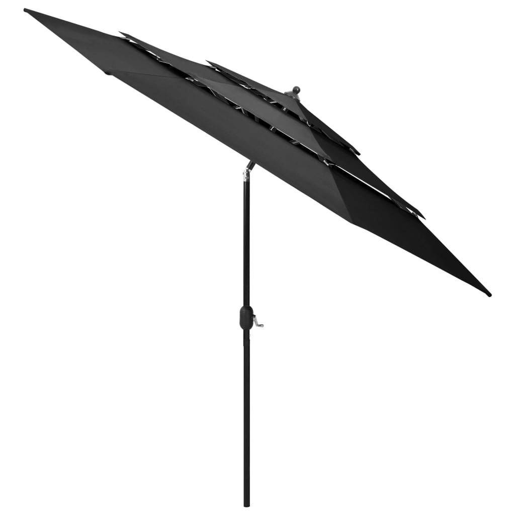 Helloshop26 - Parasol à 3 niveaux avec mât en aluminium 3 m anthracite - Imagen 2