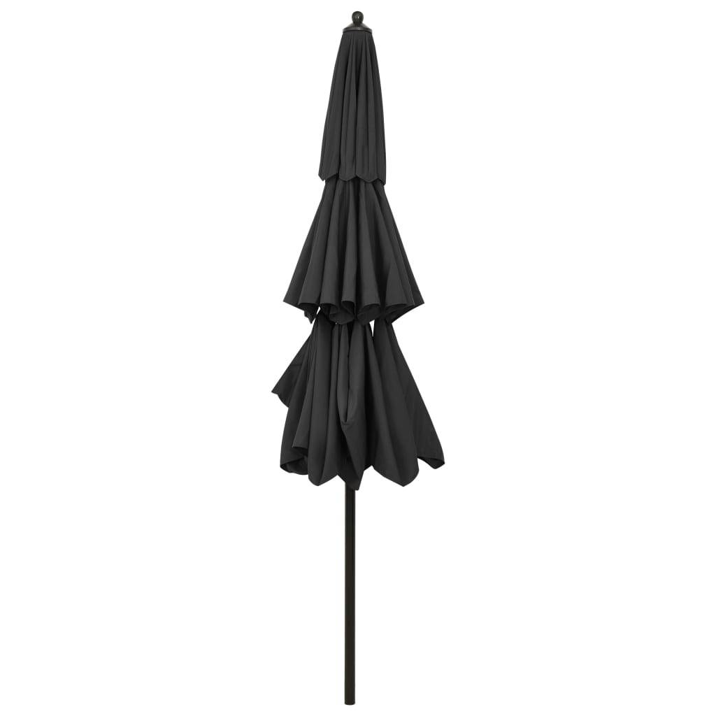 Helloshop26 - Parasol à 3 niveaux avec mât en aluminium 3 m anthracite - Imagen 4