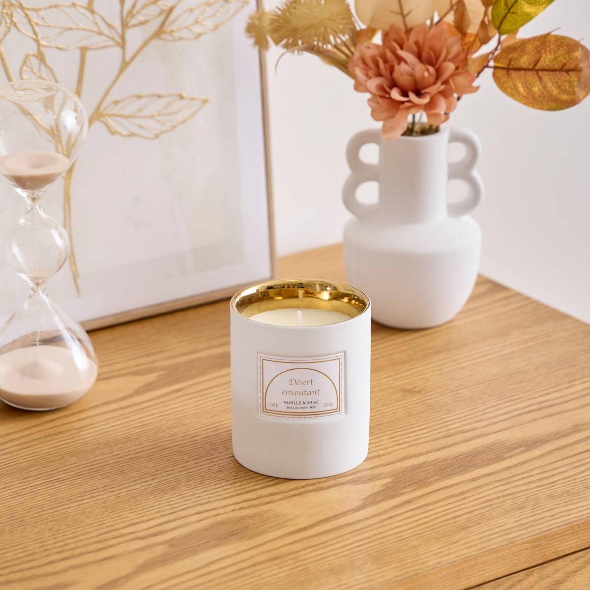 Bougie Parfumée en Céramique "Lucia" 250g Santal & Rose - Imagen 3
