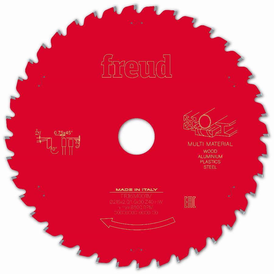Lame pour scie circulaire portative FREUD - Ø216 2/1,6 AL30 Z40 TPB 0° - F03FS09887 -FR16M001M - Image 1