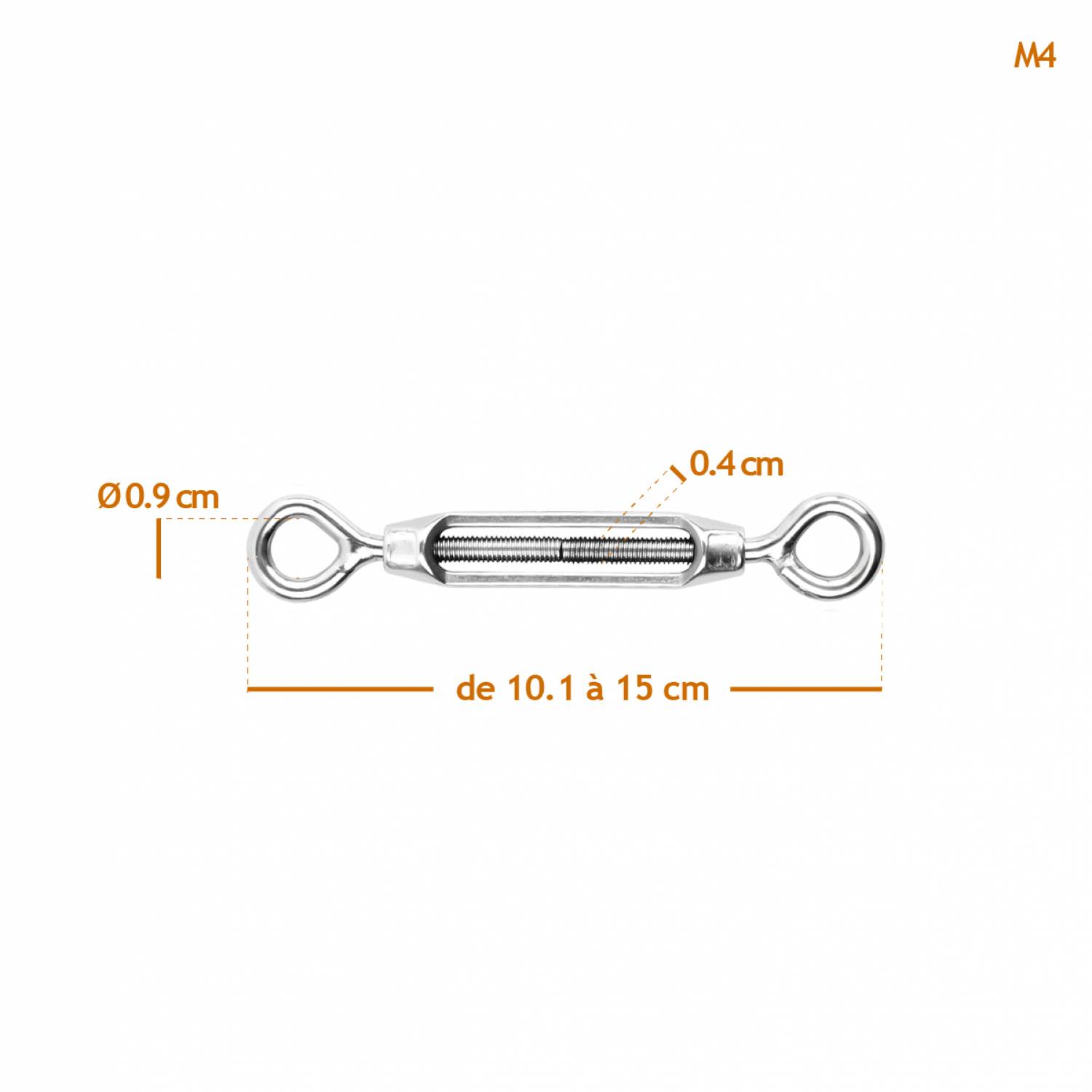 Linxor - Lot de 20 tendeurs de fil réglables en acier inoxydable - Double oeillets - M4 - Linxor - Imagen 2