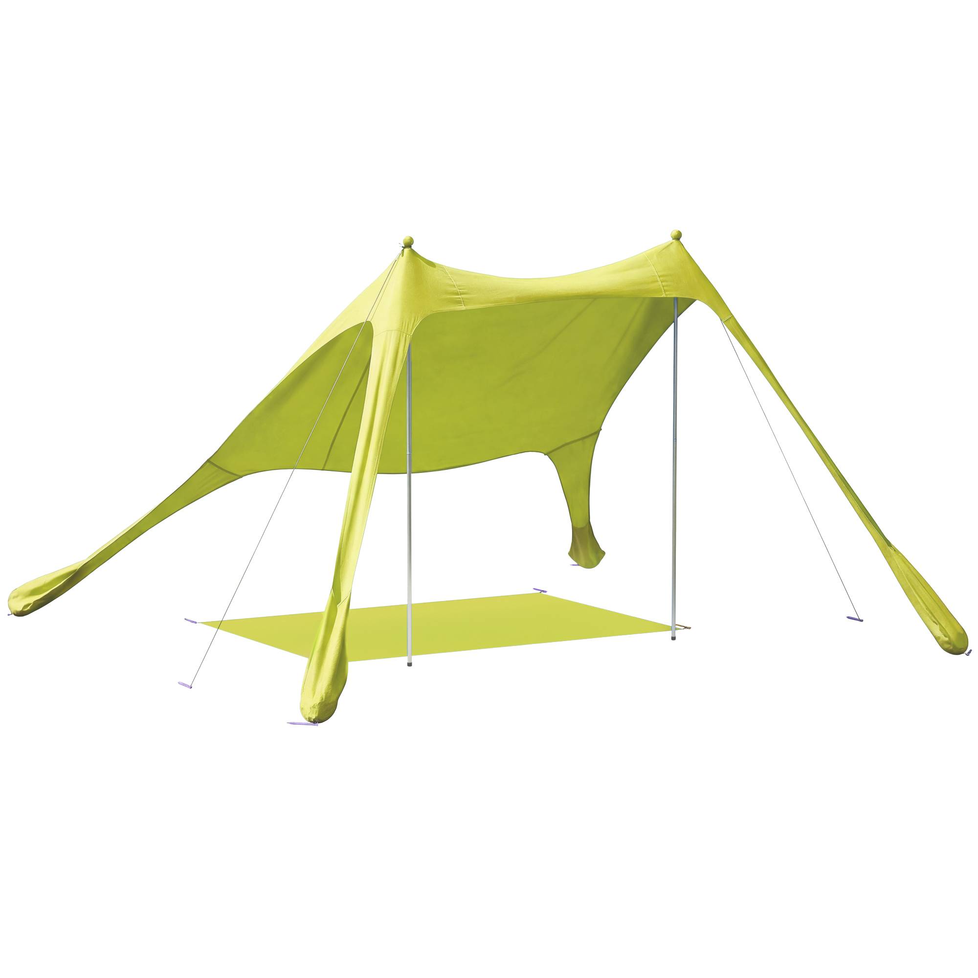 Tente de plage pliable avec tapis solaire UPF50+, poteaux en aluminium, pelle, piquets et sac de transport (verte) - Image 2