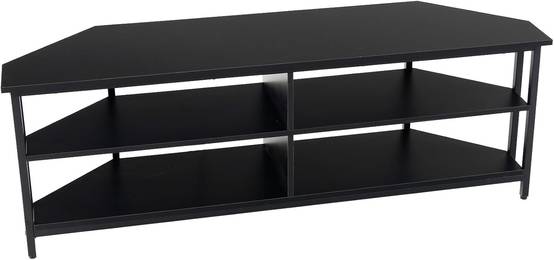 Meuble TV Angle, Meuble Télé avec Prise, 2 Prises, 2 USB, 1 Type-C, Petit Meuble TV pour 65", Meuble TV Bois 3 Niveaux (Noir) - Imagen 9