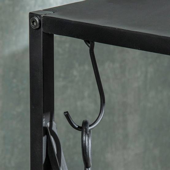 Range-bûches colonne cheminée métal salon 4 accessoires gain de place 111cm noir - ComfortXL Outdoor Living - Image 10