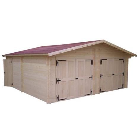 Garage dble en bois Vendôme 34.57 m² madriers de 60 mm - Imagen 1