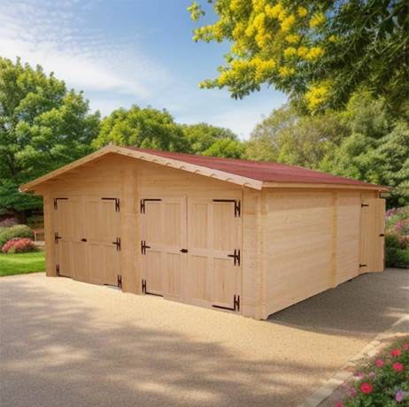 Garage dble en bois Vendôme 34.57 m² madriers de 60 mm - Imagen 2