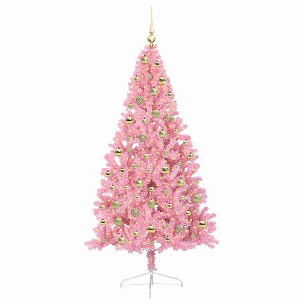 Vidaxl - Sapin de Noël artificiel pré-éclairé Rose 180 cm PVC vidaXL 3397080 - Image 4