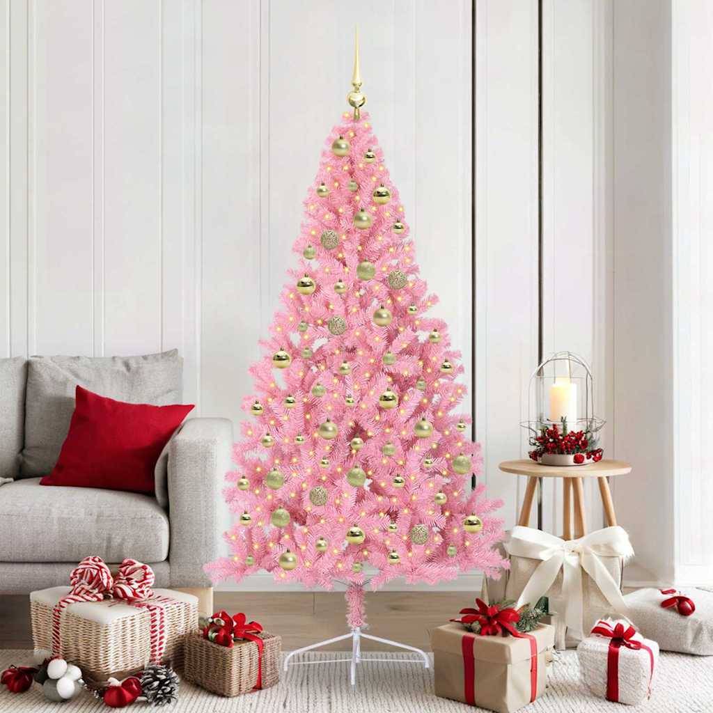 Vidaxl - Sapin de Noël artificiel pré-éclairé Rose 180 cm PVC vidaXL 3397080 - Image 1