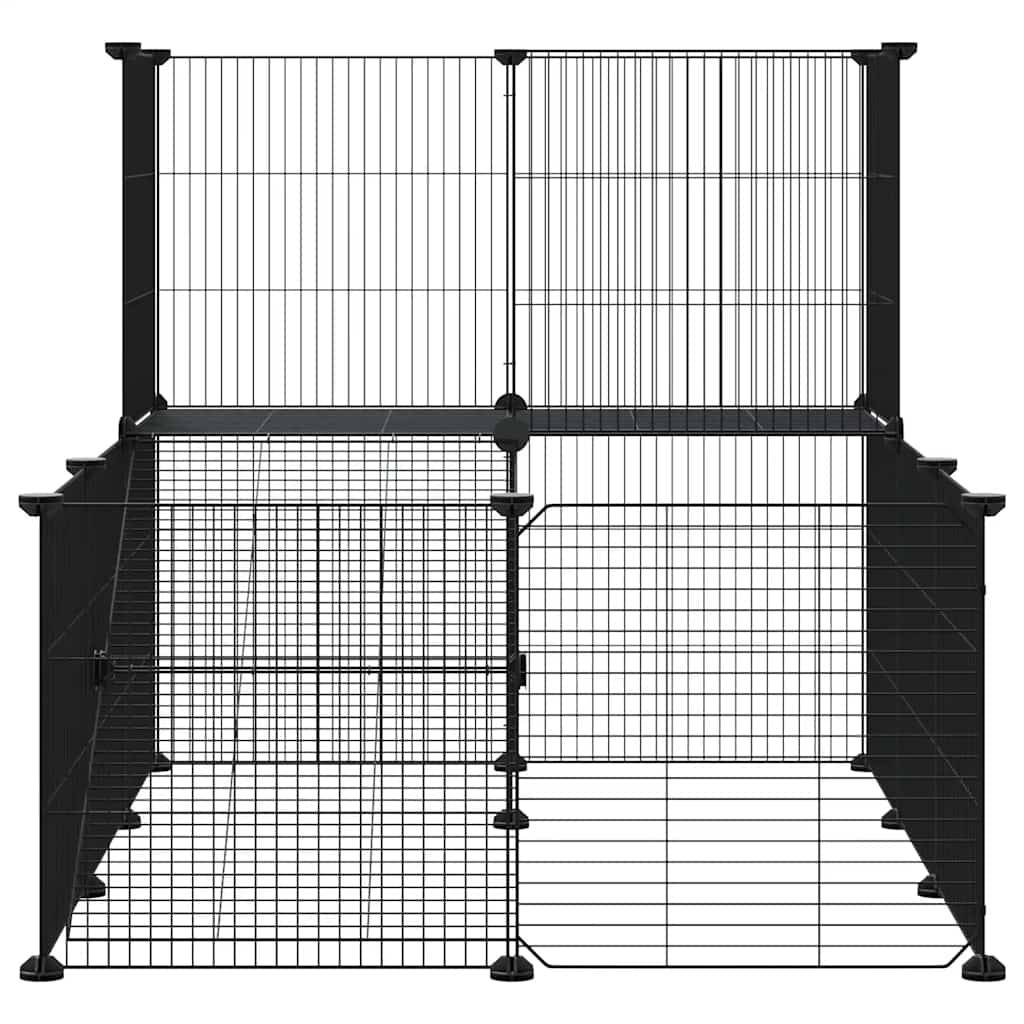Vidaxl - Cage animaux de compagnie à 20 panneaux et porte Noir 105x70x70 cm vidaXL 3114061 - Imagen 4