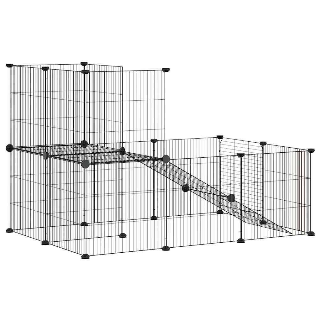 Vidaxl - Cage animaux de compagnie à 20 panneaux et porte Noir 105x70x70 cm vidaXL 3114061 - Imagen 5