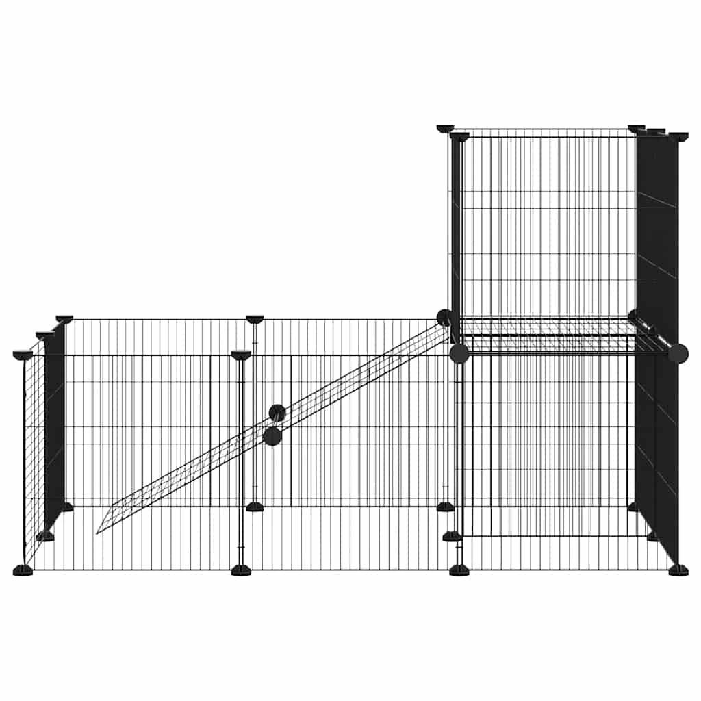 Vidaxl - Cage animaux de compagnie à 20 panneaux et porte Noir 105x70x70 cm vidaXL 3114061 - Imagen 3