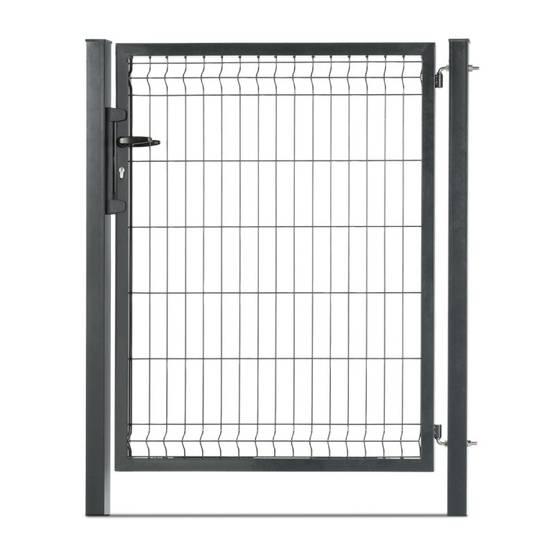 Portillon grillagé en acier galvanisé maille 200 x 50 occultable passage 1m x H 1m30 Gris anthracite - Easy Clôture - Image 1