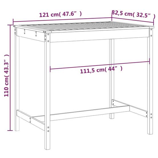 ComfortXL - Table de Bar de Jardin Grise 121x82,5cm en Bois de Pin, Style Contemporain et Épuré – ComfortXL Outdoor Living - Image 7