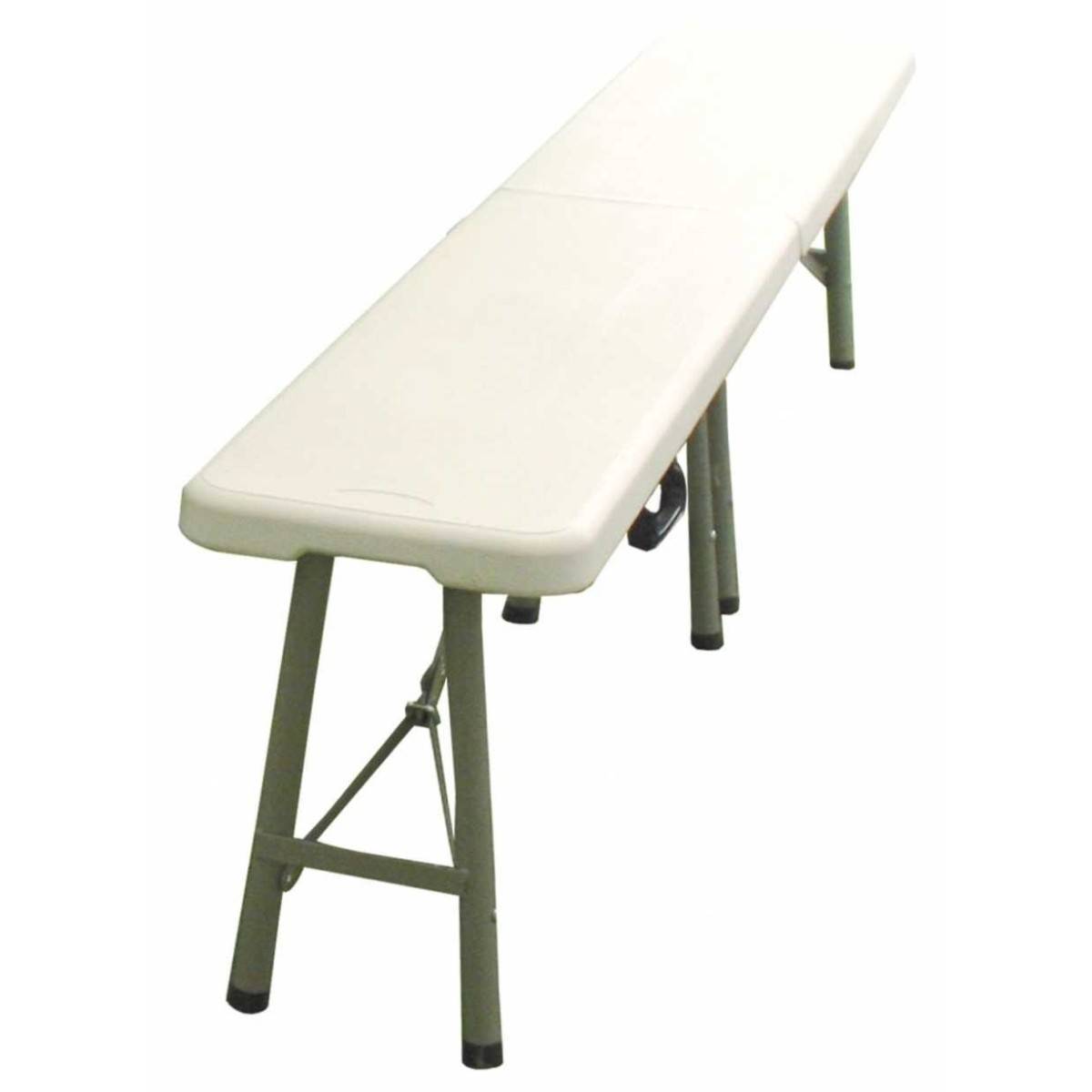 Banc de jardin 183x28xH42cm Blanc pliant Polypropylène Haute Résistance Camping Réceptions festivals évènements KZ GARDEN - Imagen 1