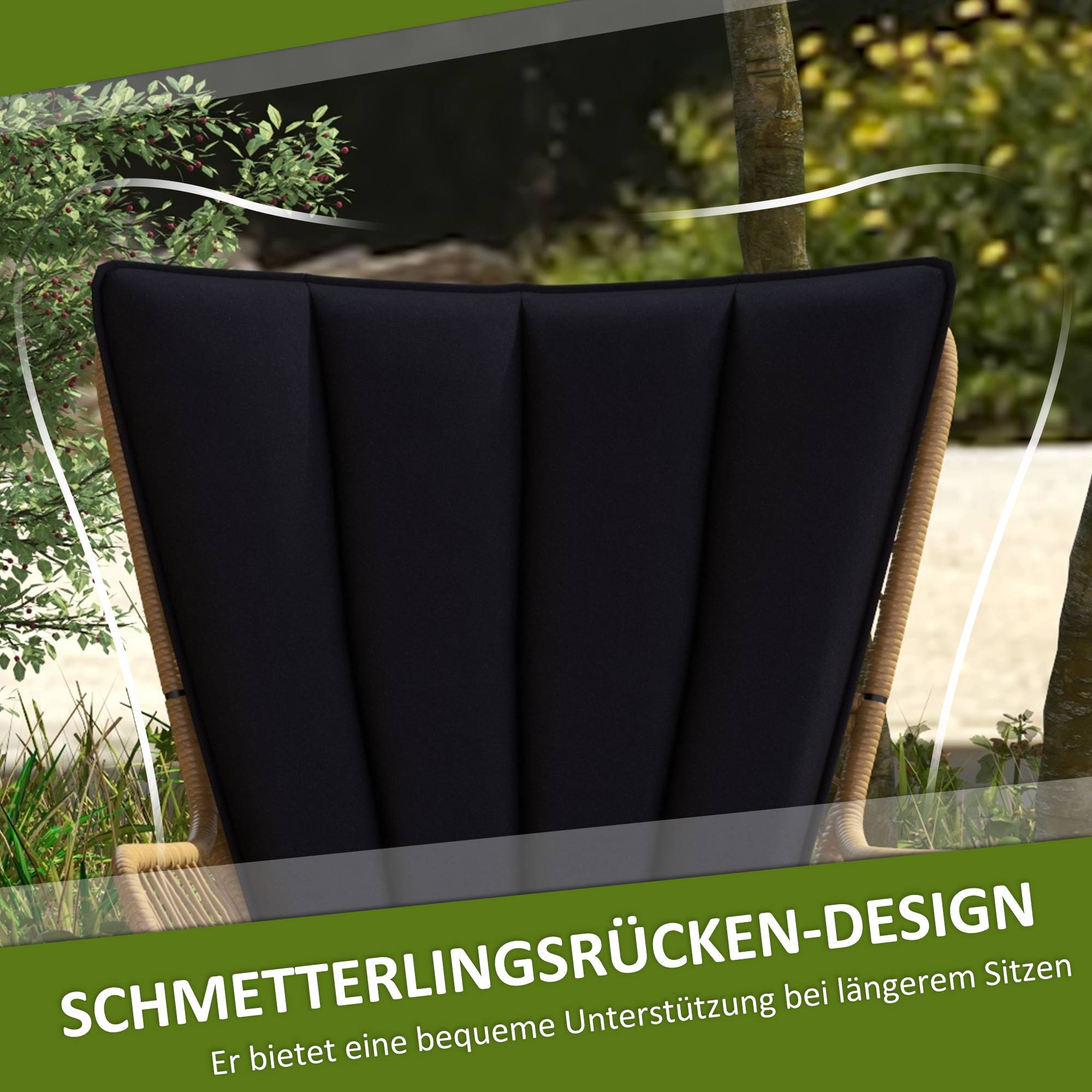 Ensemble bistro balcon : style bohème, résistant aux intempéries, 76x66x96 cm, noir - Image 6