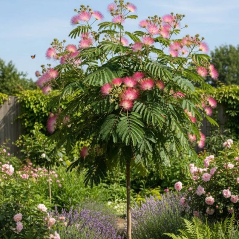 Arbre à soie Ombrella® 'Boulbri', Albizia à fleurs Rose - feuillage Caduc - Pot de 10L - 60/80 cm-  hauteur à maturité De 5,00 m à 10,00 m - Imagen 10