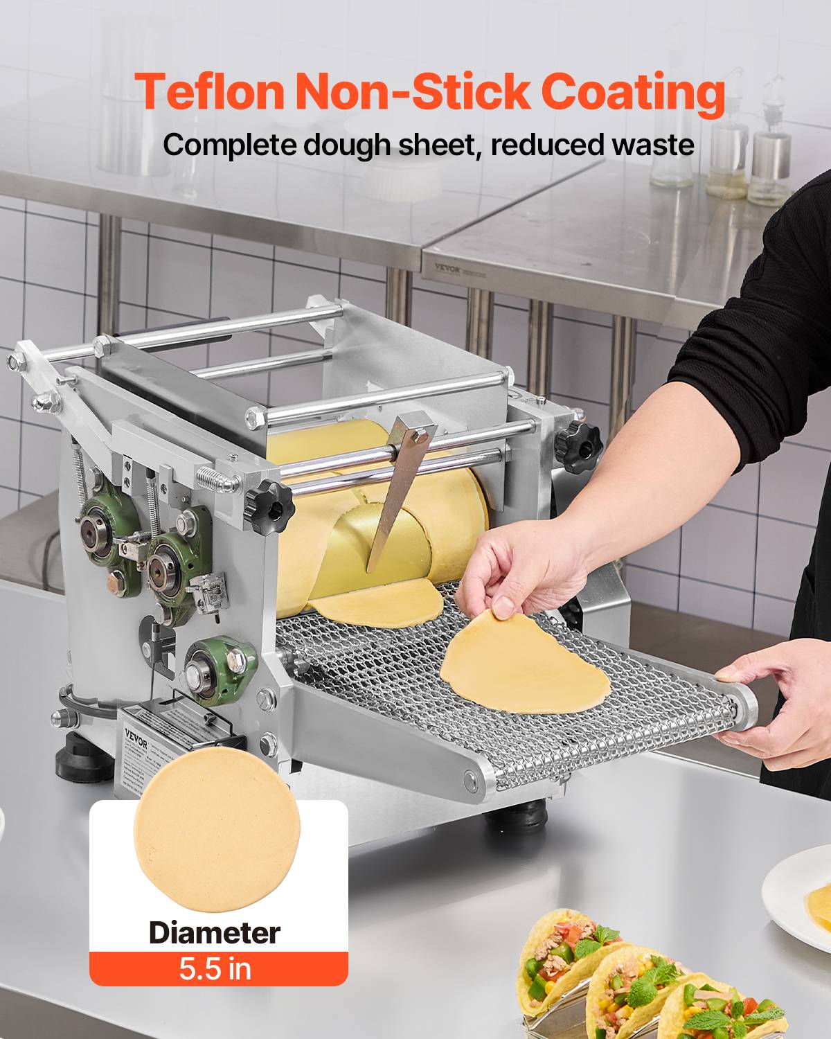 VEVOR Machine automatique tortillas maïs, 14 cm diamètre. Antiadhésif, électrique. - Image 4