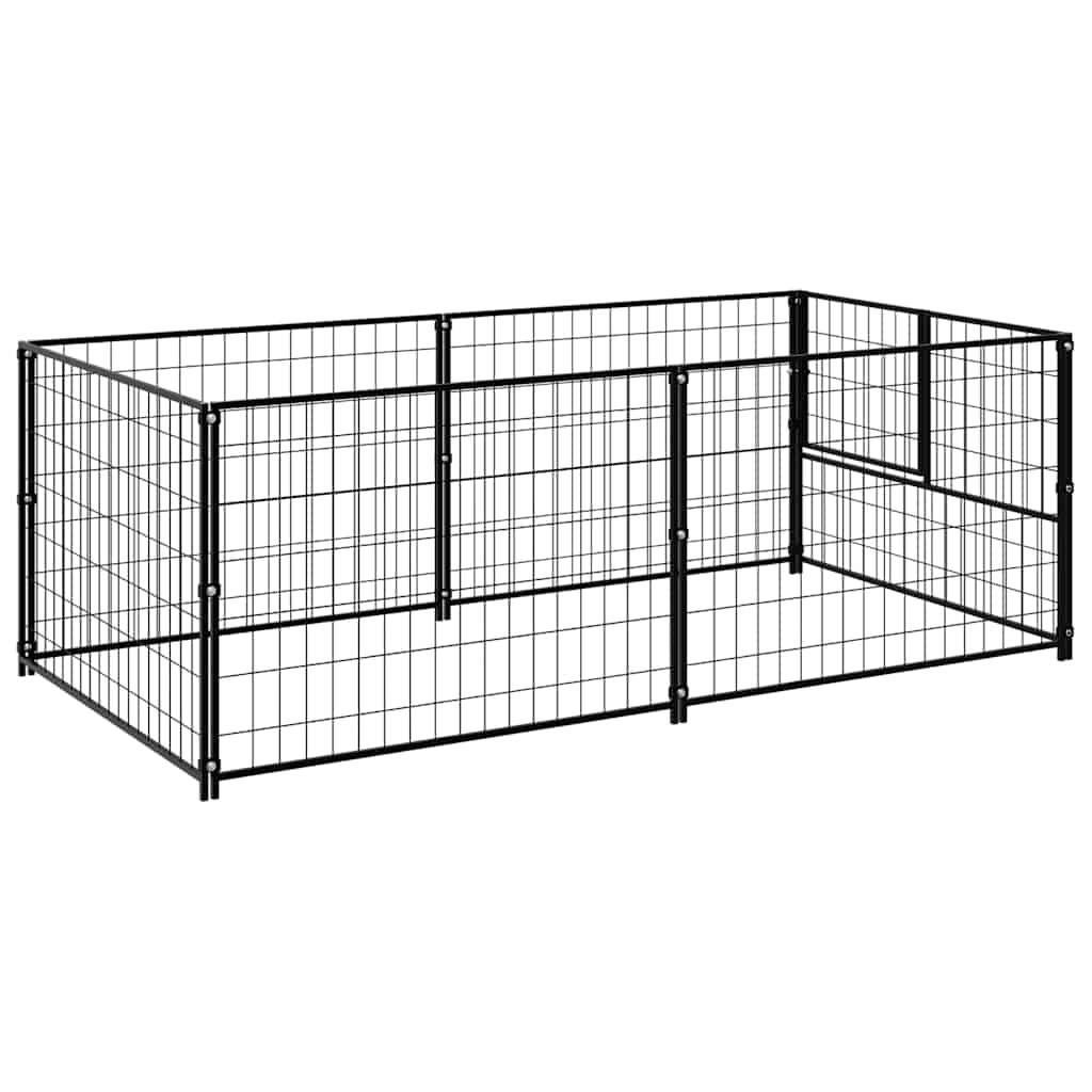 Vidaxl - Chenil Noir 200x100x70 cm Acier vidaXL 150790 - Imagen 7