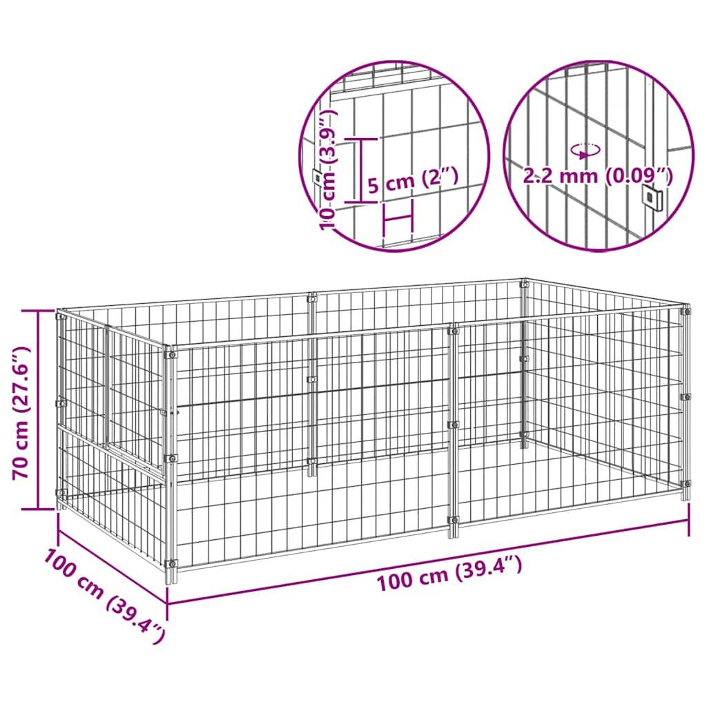 Vidaxl - Chenil Noir 200x100x70 cm Acier vidaXL 150790 - Imagen 3