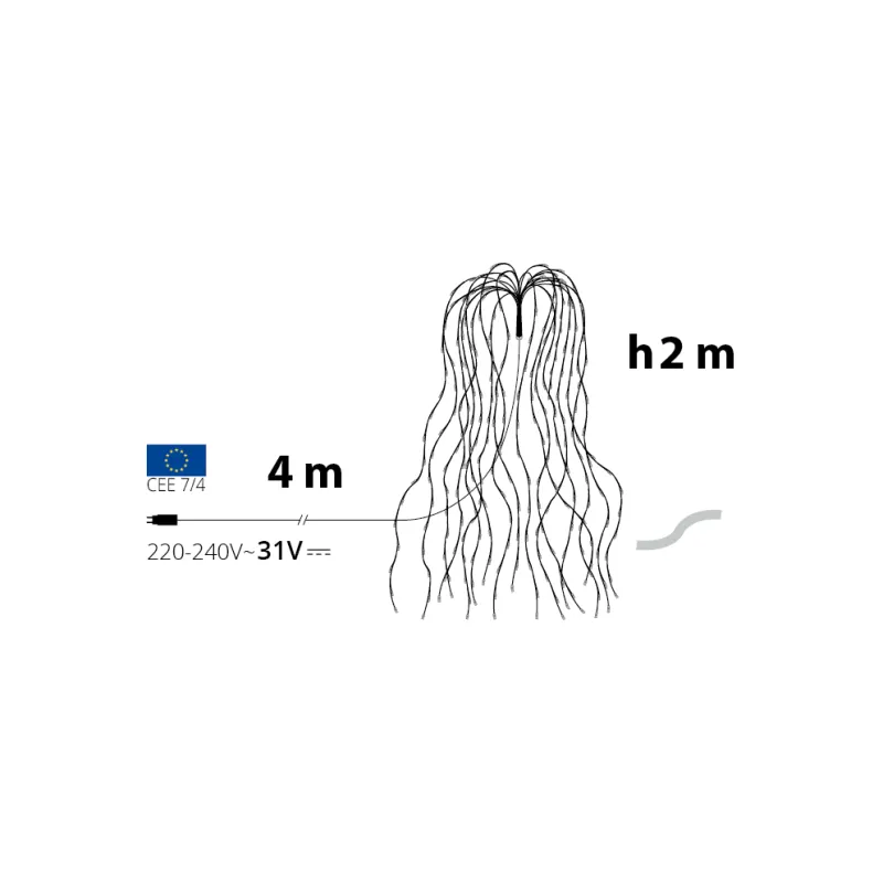 Lotti - Branche lumineuse H200cm 736 LED blanc chaud fixe champagne IP44 Lotti - Image 3