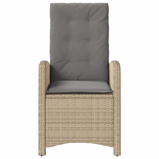 Chaise de jardin inclinable - Chaise d'extérieur - Fauteuil d'extérieur coussins mélange beige poly rotin - MEUBLE PRO - Image 4