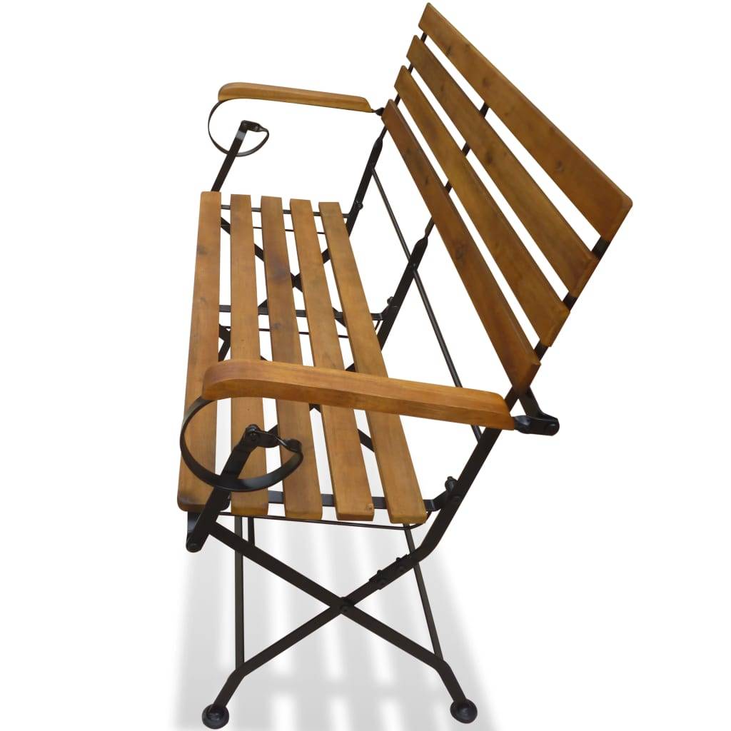 Banc pliable de jardin | Banquette De Jardin | Banc Extérieur 112 cm Bois d'acacia solide Maison Chic - Image 3