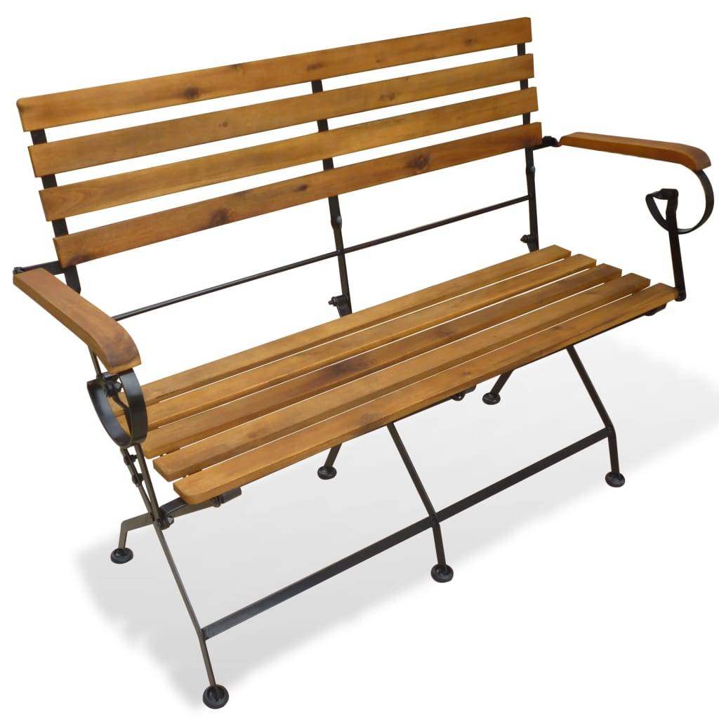 Banc pliable de jardin | Banquette De Jardin | Banc Extérieur 112 cm Bois d'acacia solide Maison Chic - Image 2
