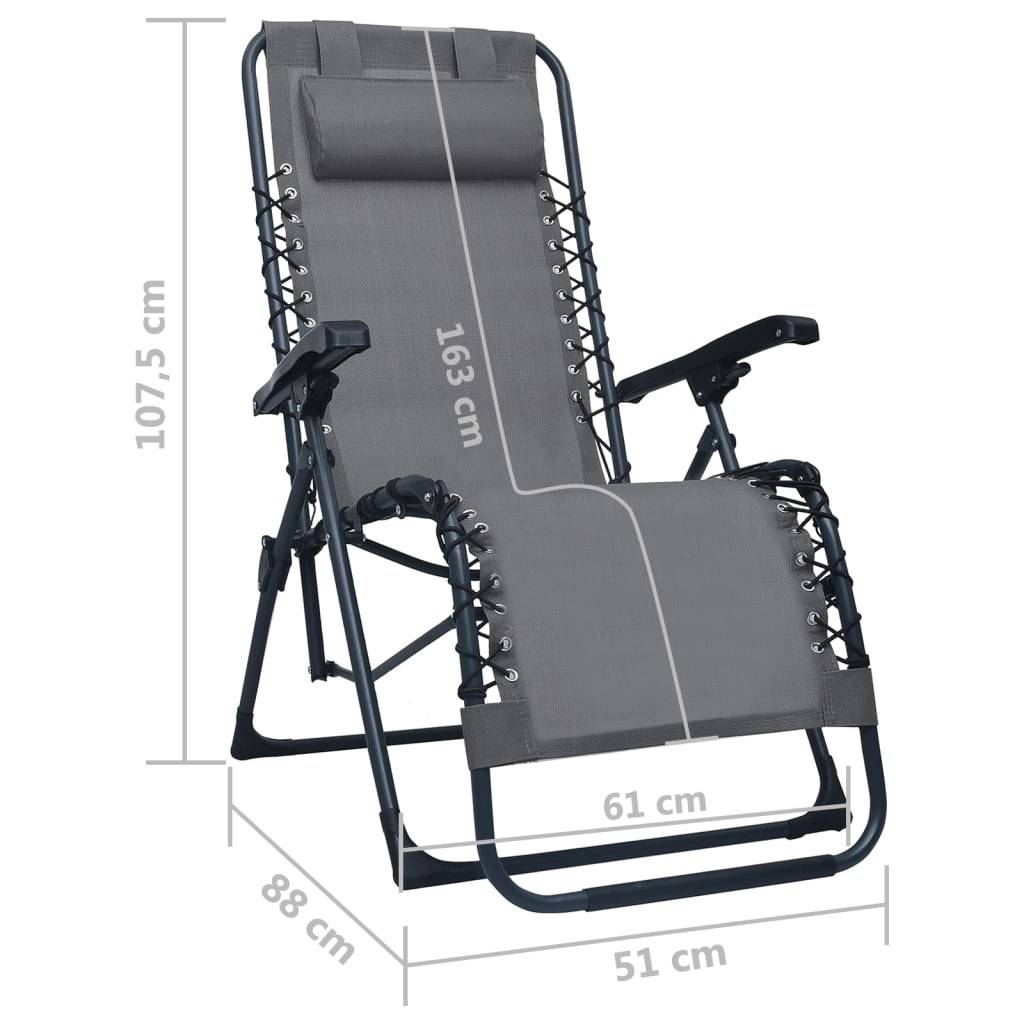 Helloshop26 - Chaises pliables de terrasse 2 pièces gris textilène - Imagen 8