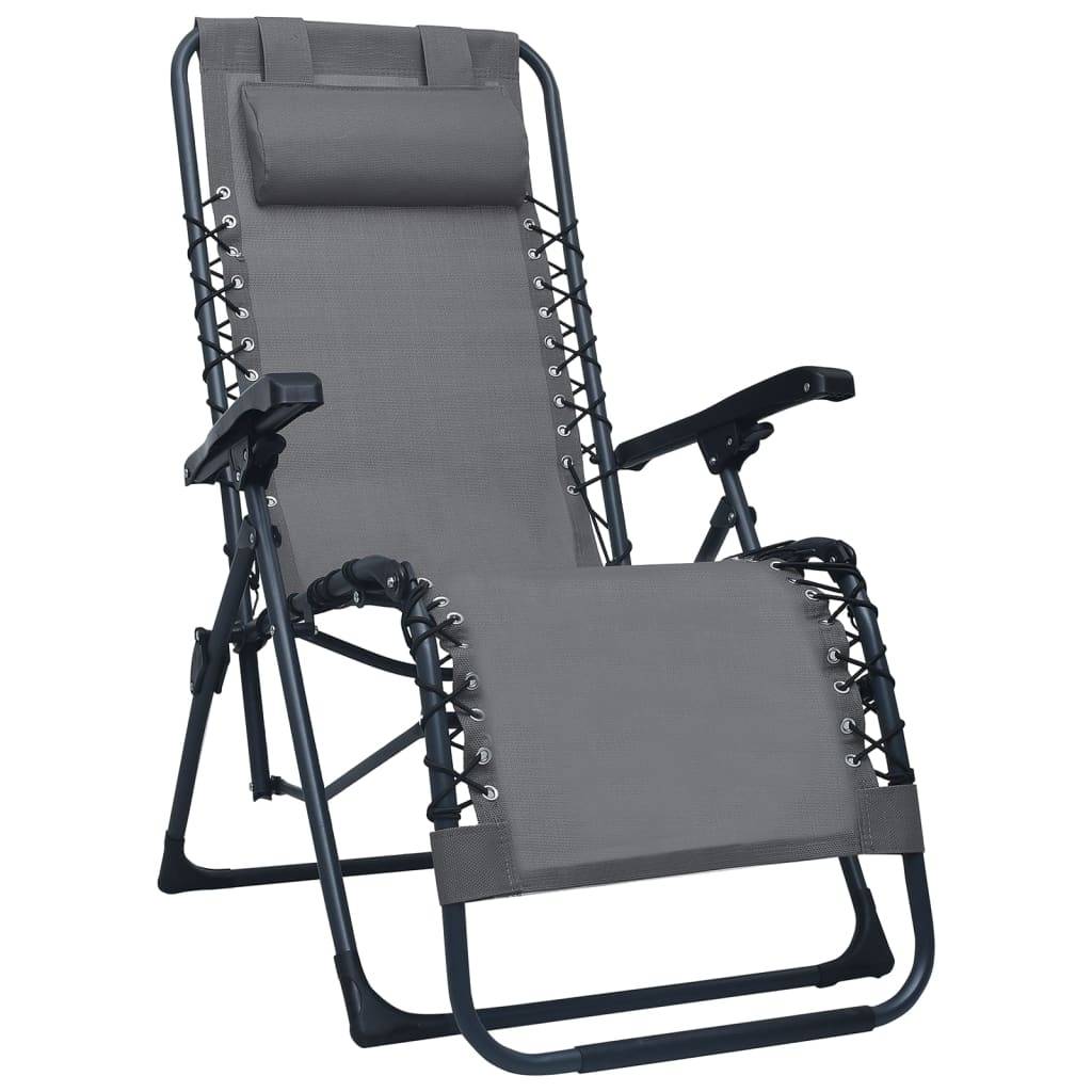 Helloshop26 - Chaises pliables de terrasse 2 pièces gris textilène - Imagen 2
