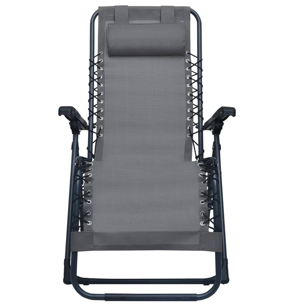 Helloshop26 - Chaises pliables de terrasse 2 pièces gris textilène - Imagen 3