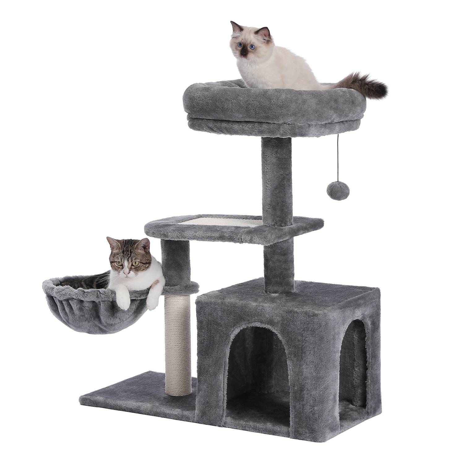 Arbre à Chat pour Chaton Hamac & Niche 80 cm Gris PAWZ Road - Image 1