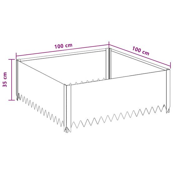 Bordure de jardin acier pour plates-bandes délimitation espaces 100x100x35cm argenté - ComfortXL Outdoor Living - Image 8