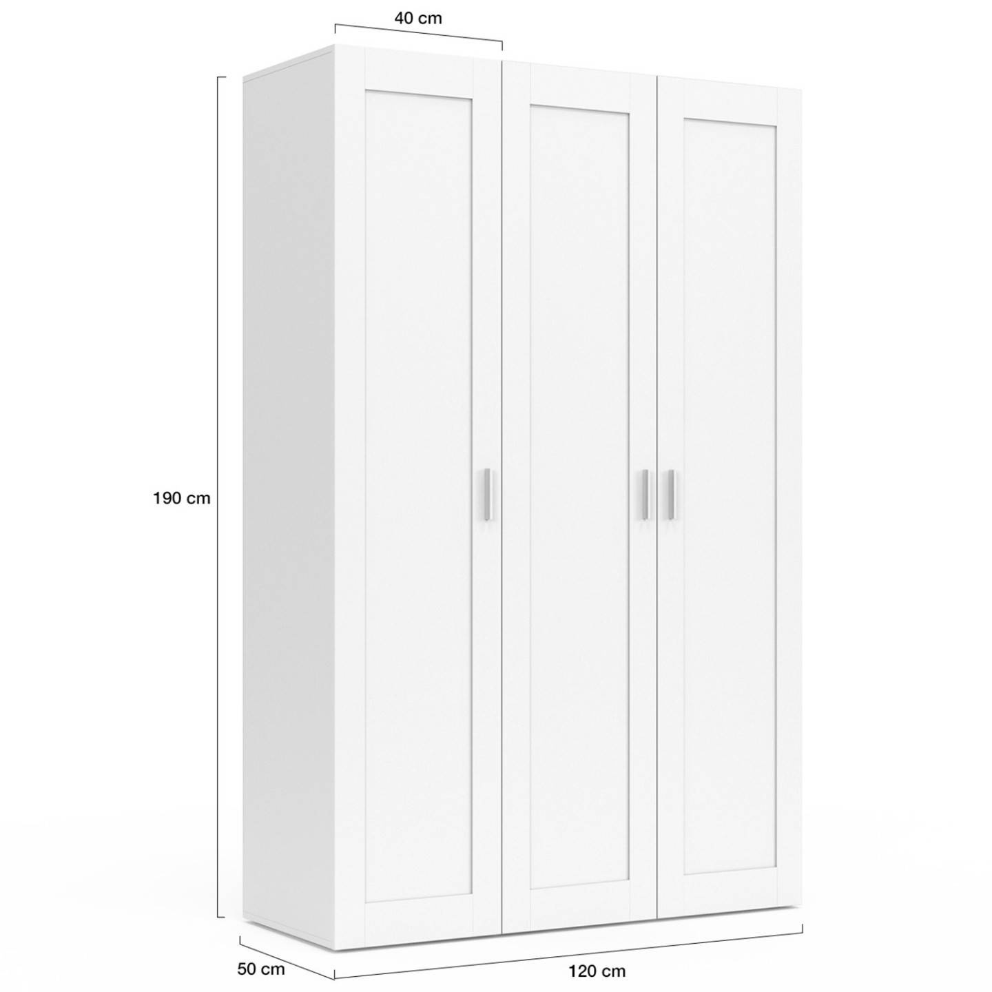 Armoire 3 portes VITO blanc penderie 120 cm avec étagères - Image 5