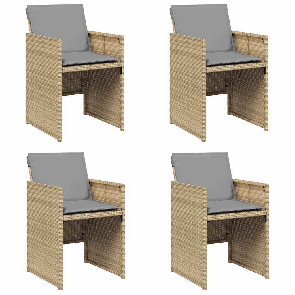 Chaises de jardin avec coussins mélange beige 50,5 x 54 x 79 cm poly rotin - PANGIVO - Image 2