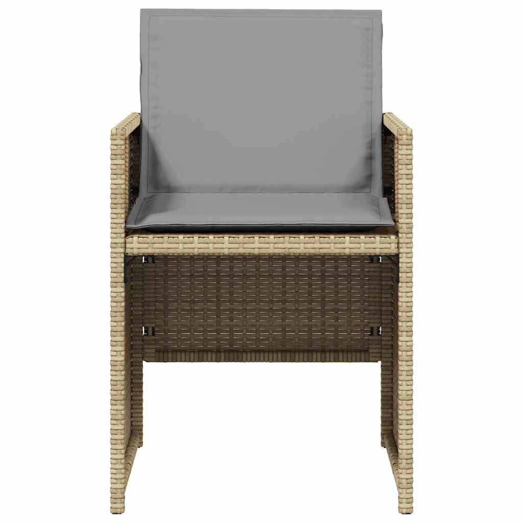 Chaises de jardin avec coussins mélange beige 50,5 x 54 x 79 cm poly rotin - PANGIVO - Image 5