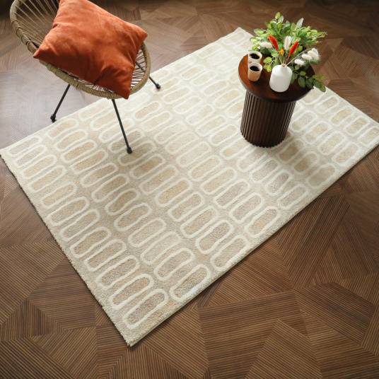 Decoweb - Tapis de salon ou chambre - Identité - Beige et écru - 160 x 230 cm - Decoweb - Image 2