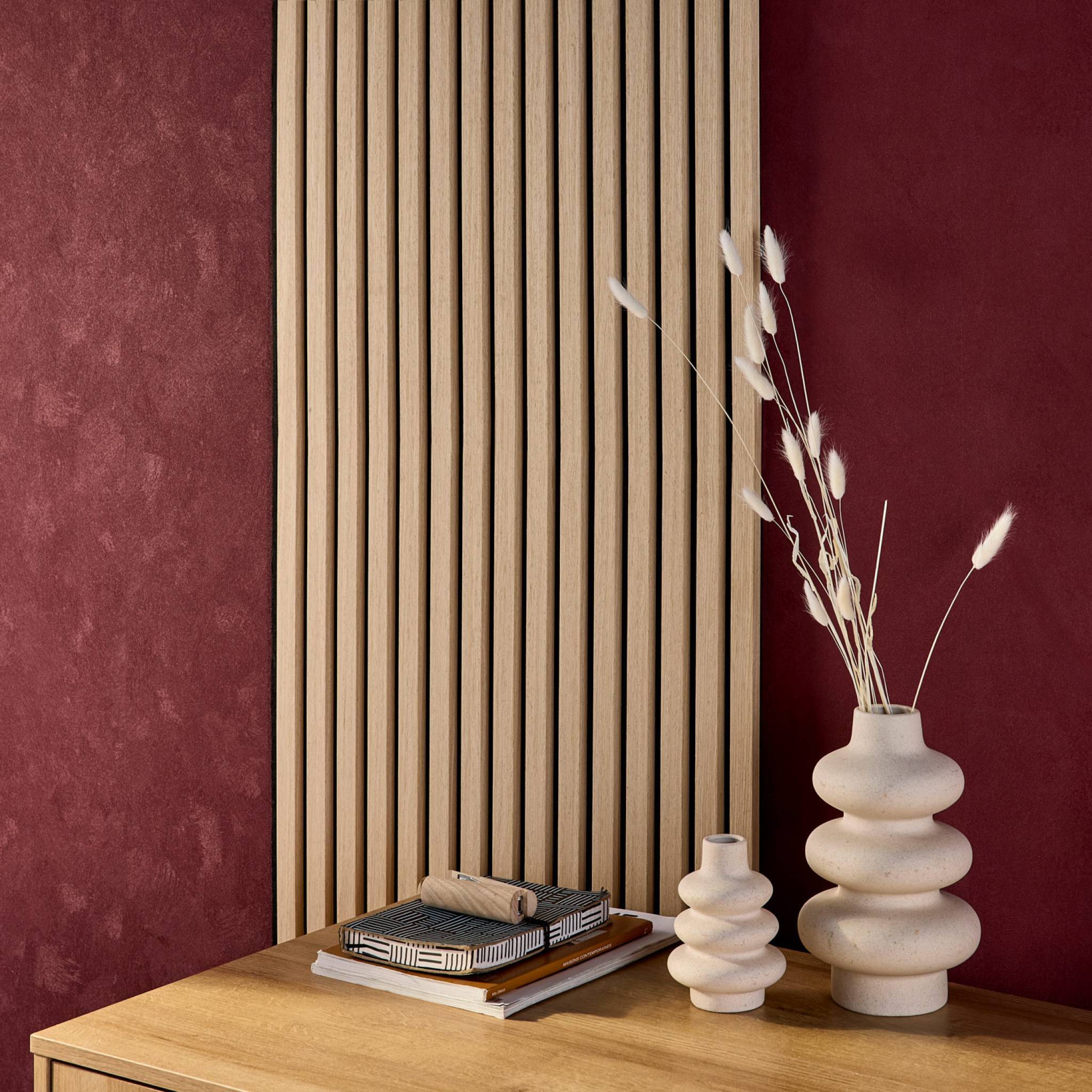 Set de 2 panneaux muraux acoustiques décoratifs en feutrine et MDF chêne 60x120cm - Kyoto | sweeek - Image 3