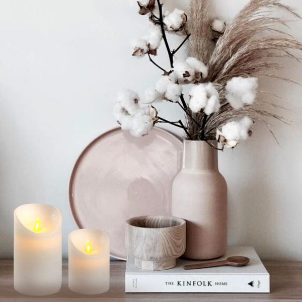 Lotti - Bougie LED à piles cire véritable Blanche Flamme vacillante H10cm Timer Blanc chaud Lotti - Imagen 6
