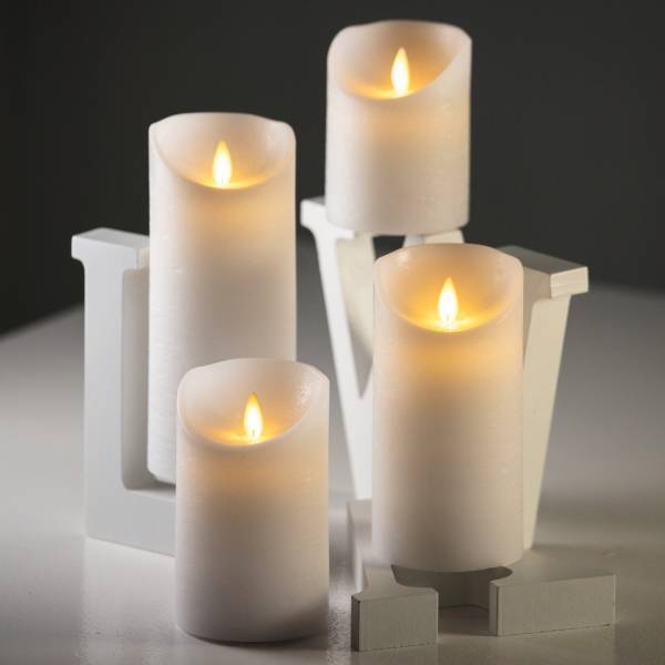 Lotti - Bougie LED à piles cire véritable Blanche Flamme vacillante H10cm Timer Blanc chaud Lotti - Imagen 3