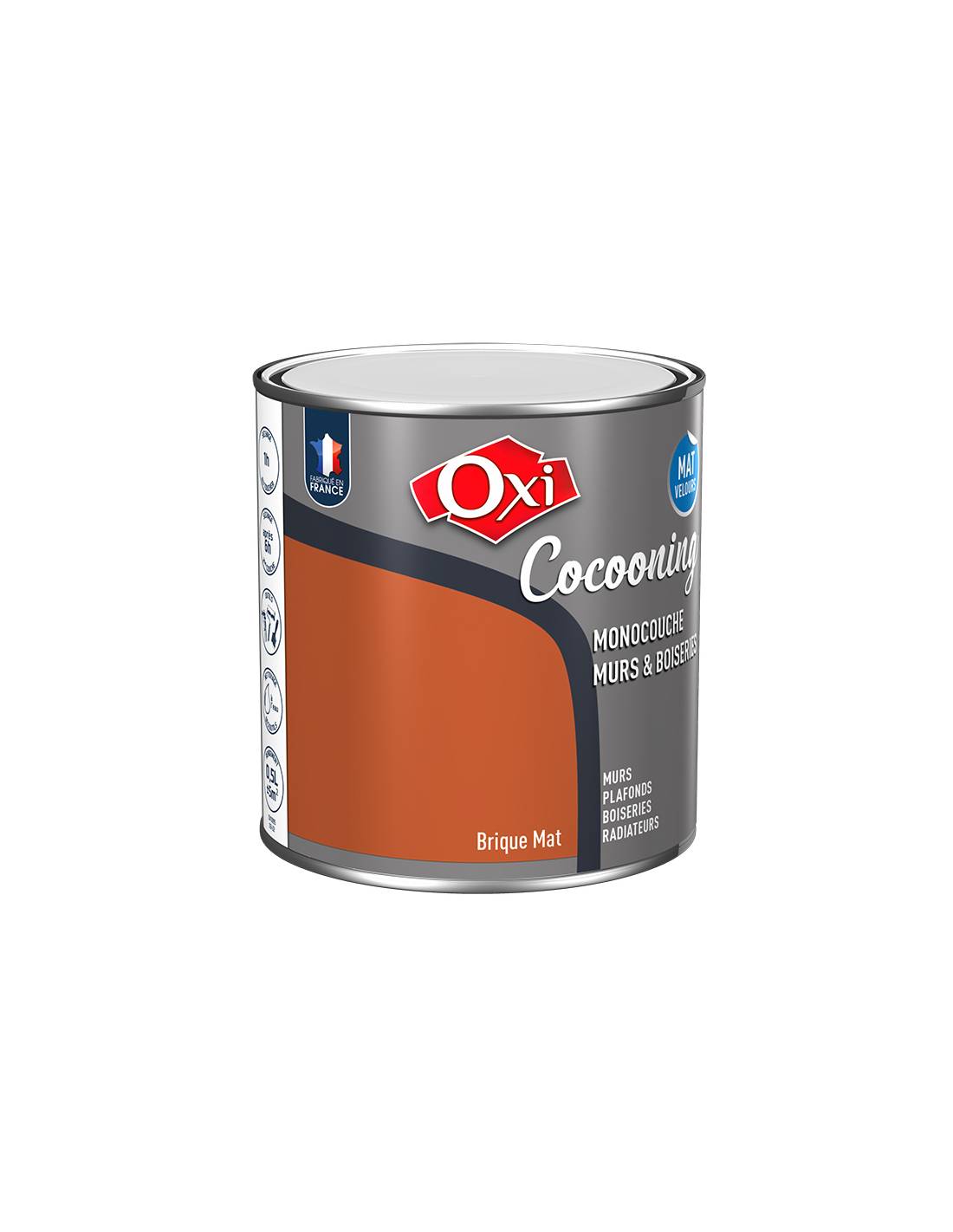 Oxi - Peinture Oxi Cocooning Brique Finition Mat Velours, Couleur Brique Intense - Oxi