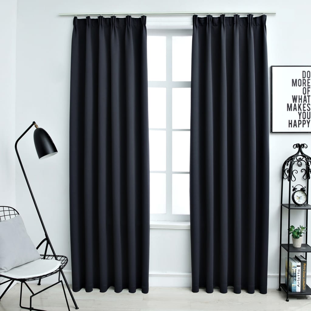 Vidaxl - Rideaux occultants avec crochets 2 pcs Anthracite 140x225 cm - vidaXL - Imagen 2