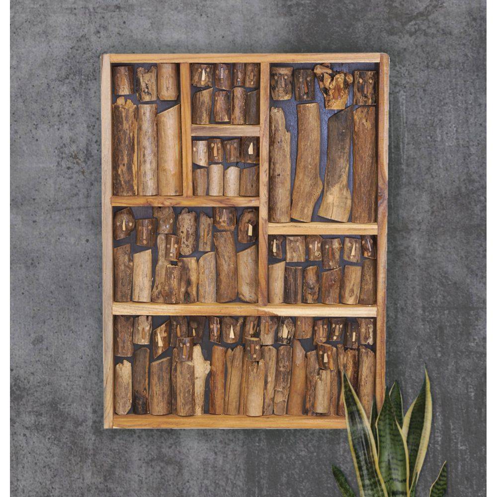 Aubry Gaspard - Décor mural Famille en teck recyclé 60 x 80 - Imagen 3