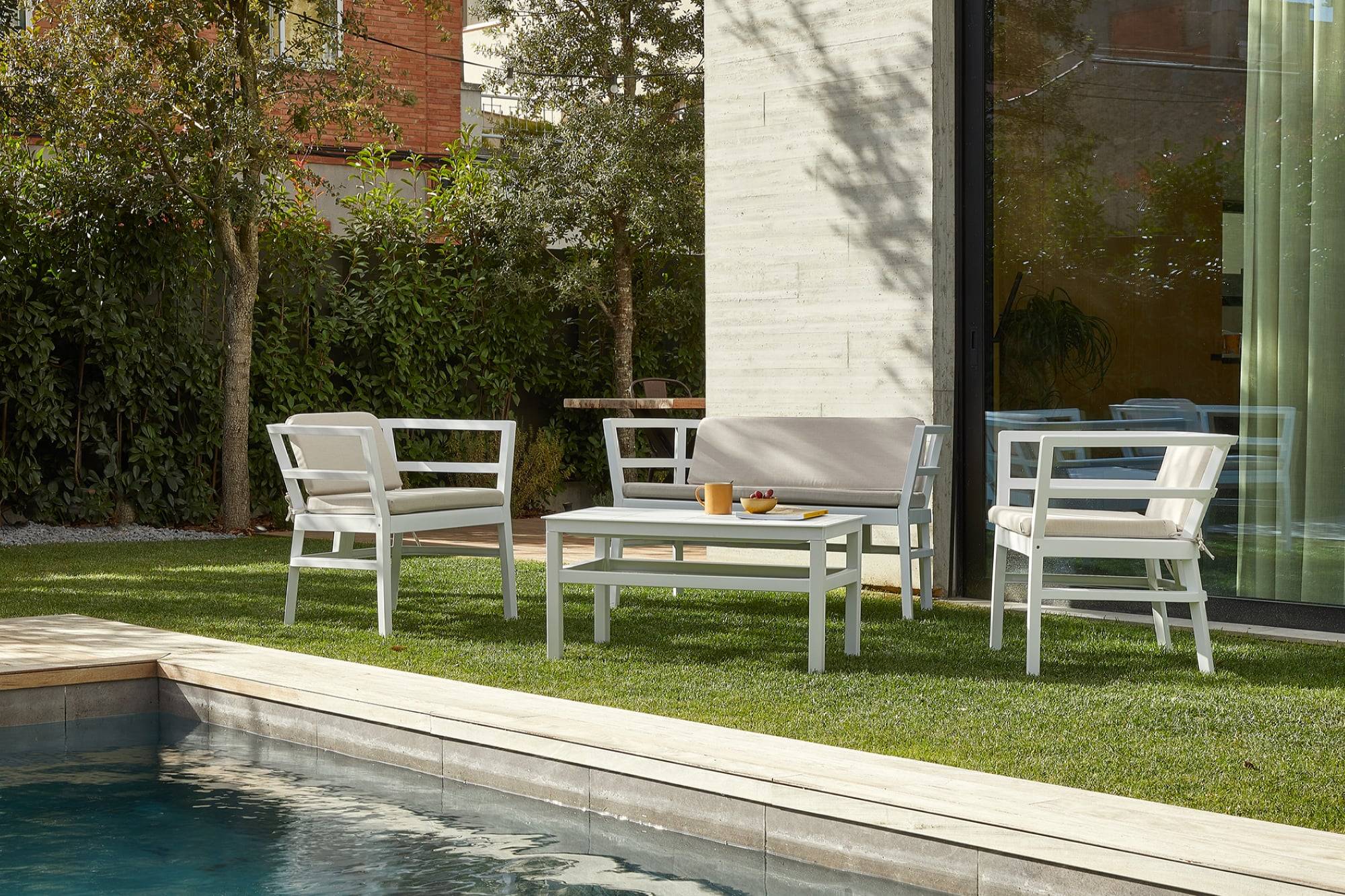 Resol - Fauteuils canapé et table Click-Clack Resol plastique blanc (Lot de 2+1+1) - Image 2