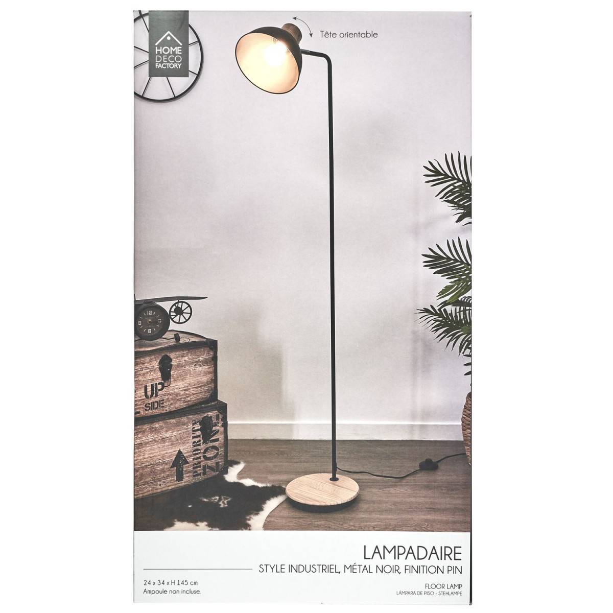 The Home Deco Factory - Lampadaire Industriel "Jarred" 145cm Noir - Image 9