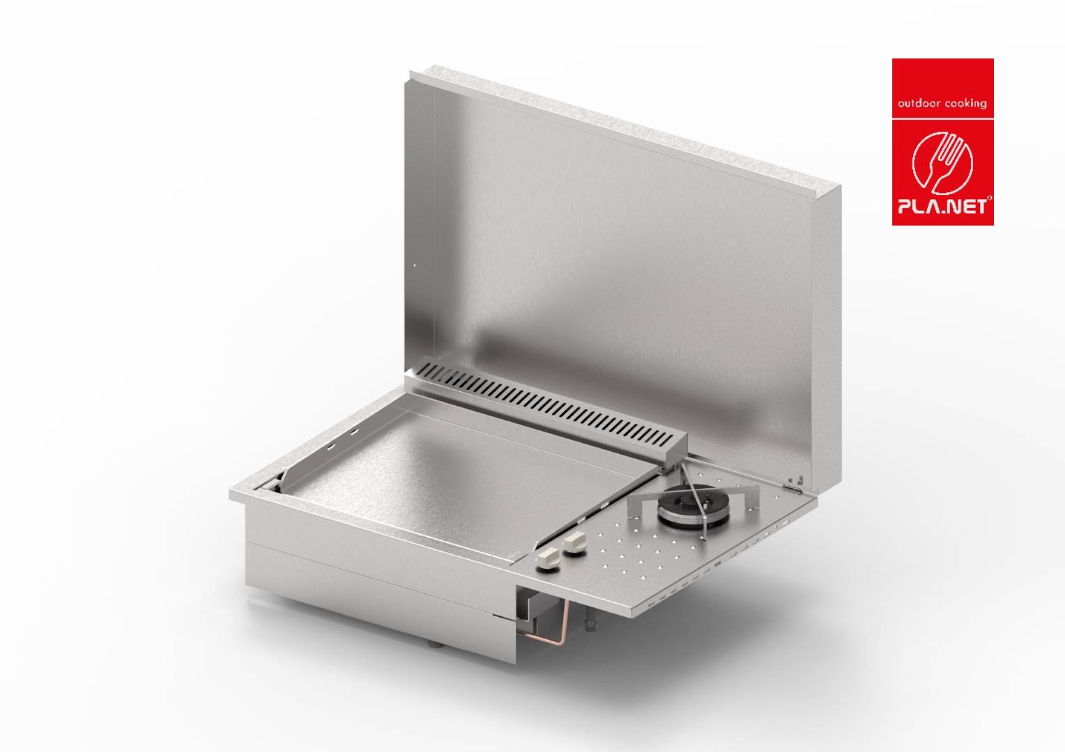 Plancha Planet - Plancha OASI 55 Lisse - Feu DUAL + couvercle - Imagen 1