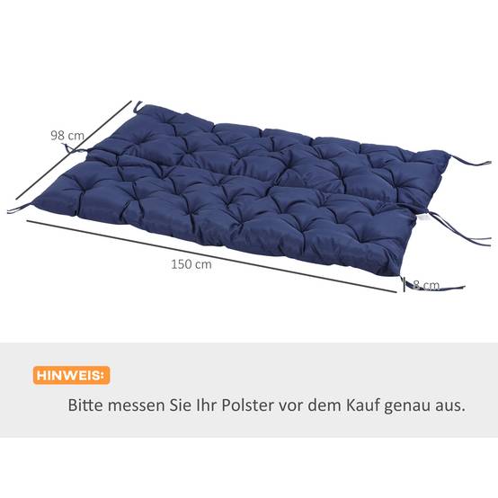 PANGIVO - Coussin de banc 3 places en polyester bleu, 150 x 98 x 8 cm - PANGIVO - Image 3