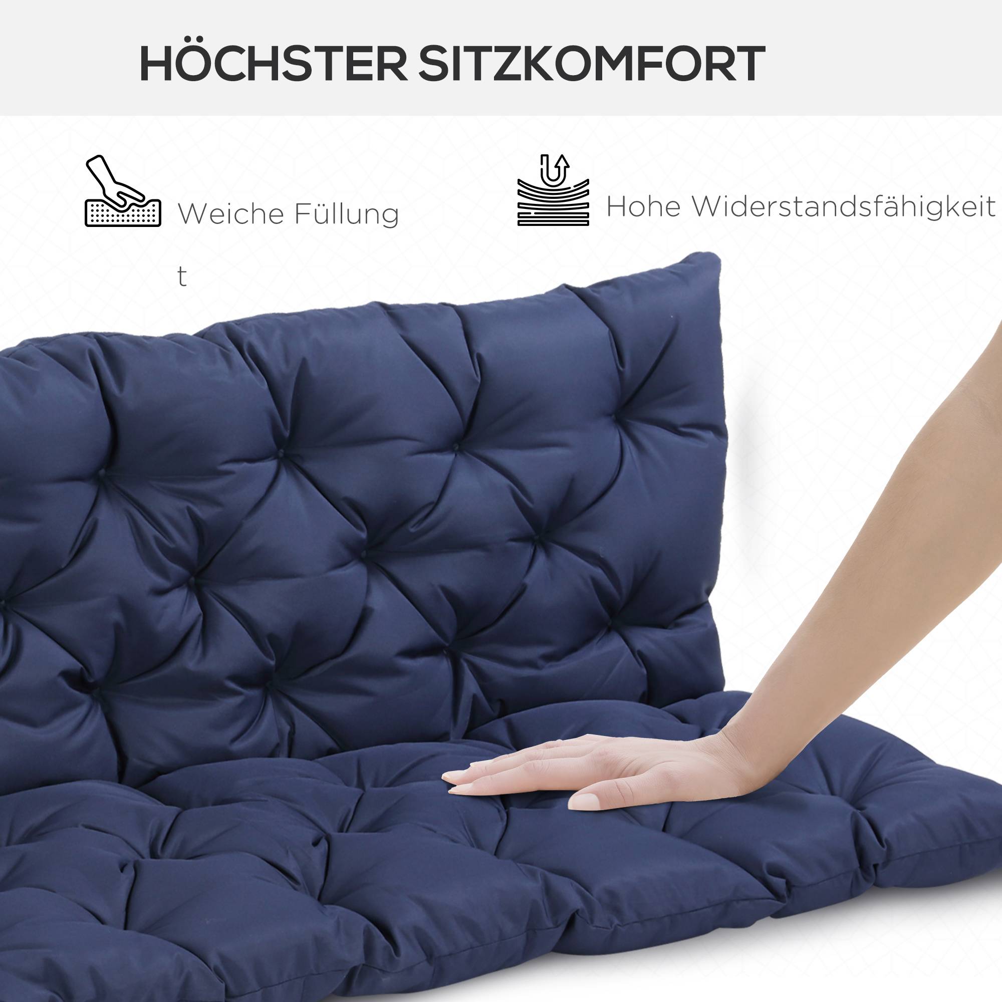 PANGIVO - Coussin de banc 3 places en polyester bleu, 150 x 98 x 8 cm - PANGIVO - Image 5
